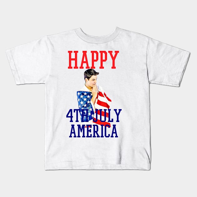 happy 4th  july america Kids T-Shirt by Pixy Official